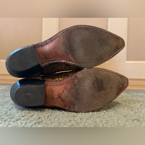 Vintage Code West Snakeskin and Black Leather Cowboy Cowgirl Boots 8 - Picture 4 of 5